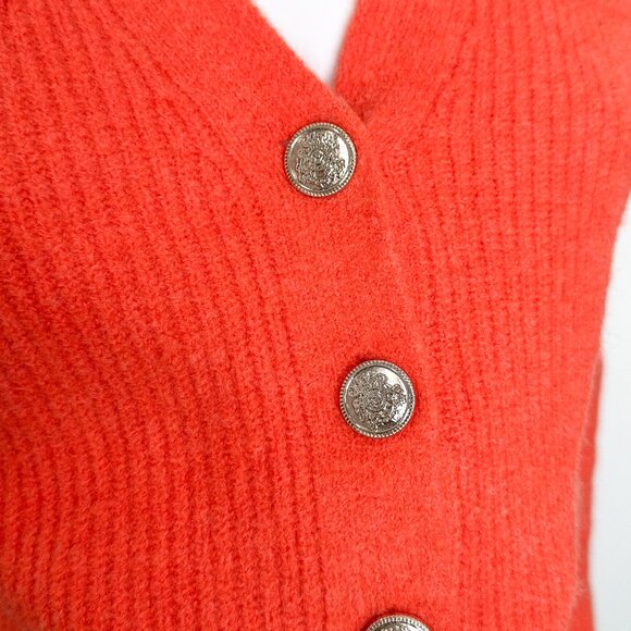 Morgan de Toi Cropped Long Sleeve Lady Jacket Cardigan in Tangerine Orange Sz M - Picture 11 of 16